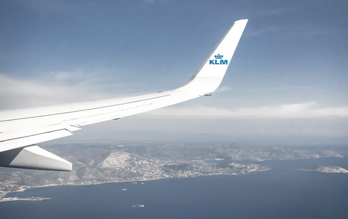 View from outside of KLM flight window